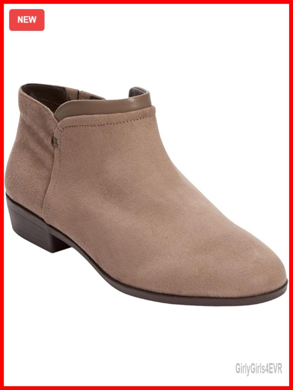 Suede-Like Ankle Bootie with Rhinestones - Wide Width